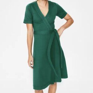 Boden Mira Ponte Wrap Dress (Forest)